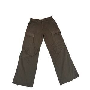 Zara Women’s Cargo Pants Pockets Raw Hem Army Green 10